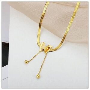 New 18 K Gold Butterfly Choker Necklace